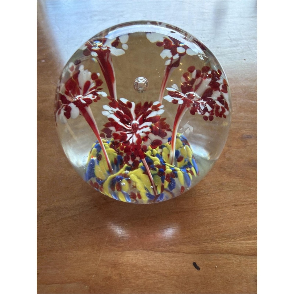 RARE Vintage Crest Stamped John Gentile‎ Floral / Flower / Trumpet Paperweight
